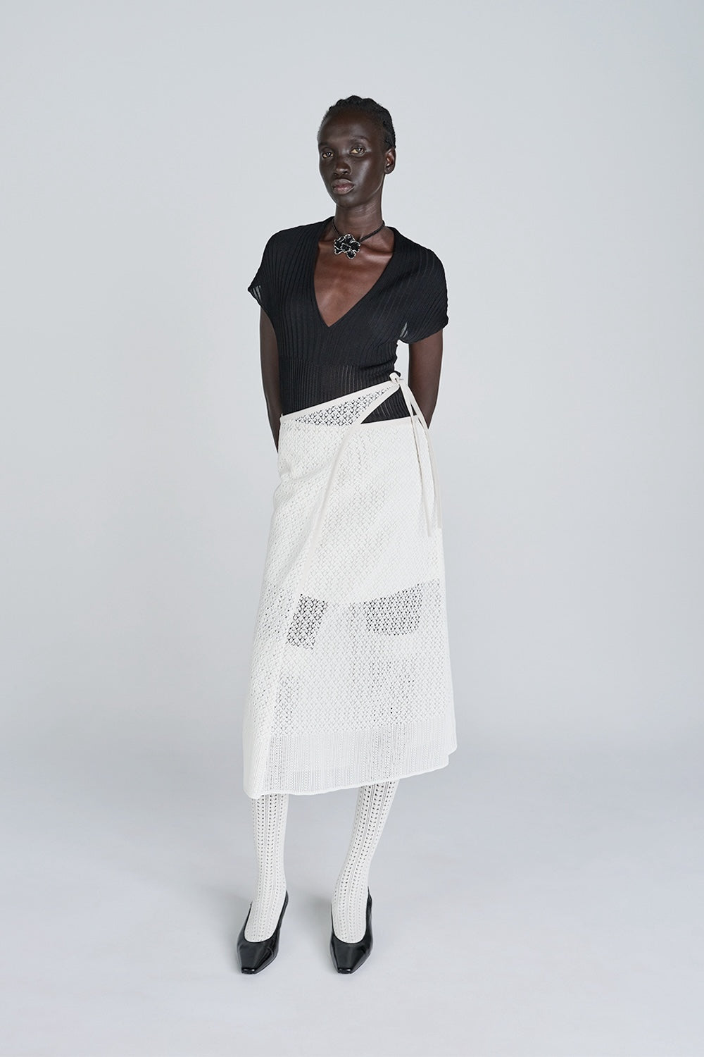 LACE KNIT WRAP SKIRT - FETICO