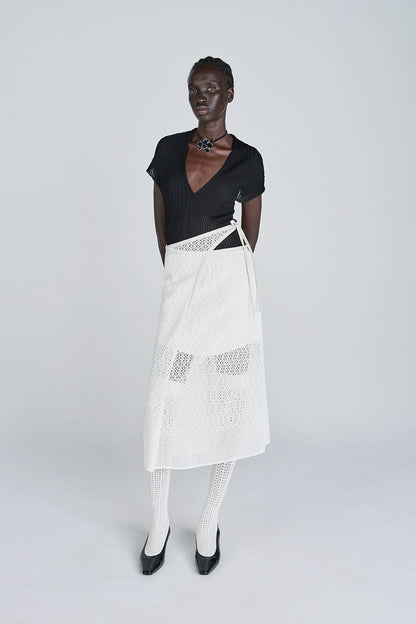 LACE KNIT WRAP SKIRT - FETICO