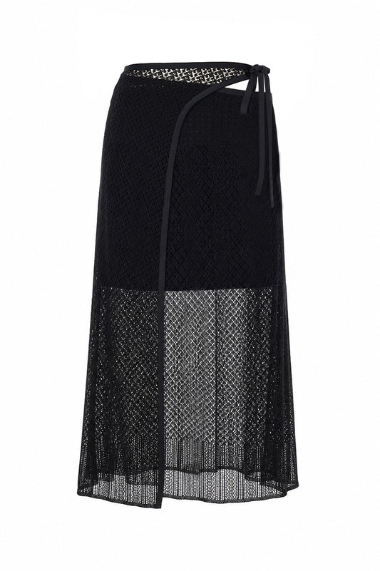 LACE KNIT WRAP SKIRT - FETICO