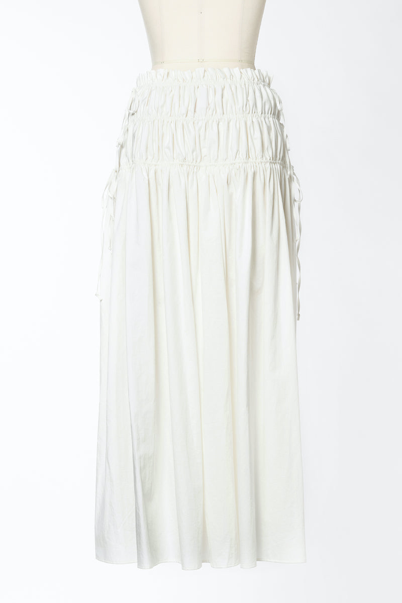 GATHERED ORGANIC COTTON MIDI SKIRT - FETICO