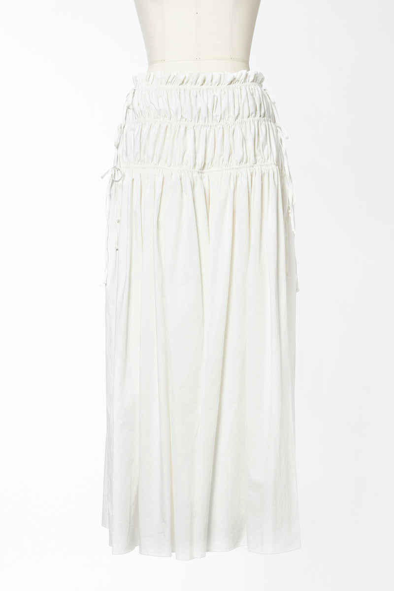 GATHERED ORGANIC COTTON MIDI SKIRT - FETICO