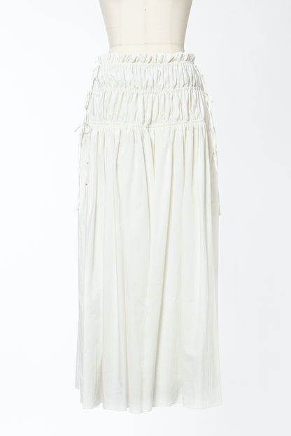 GATHERED ORGANIC COTTON MIDI SKIRT - FETICO