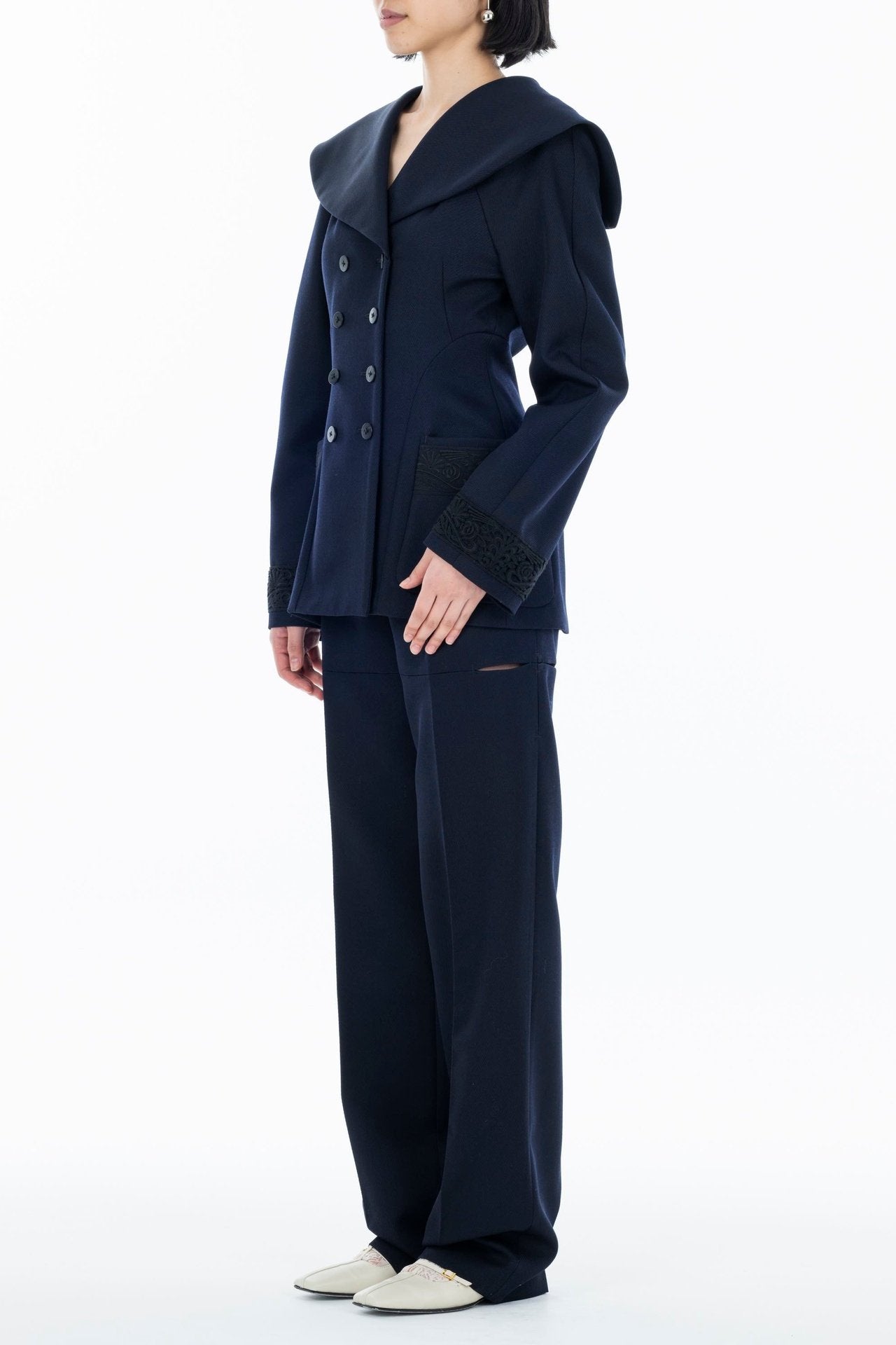 WOOL GABARDINE SLIT TROUSERS - FETICO