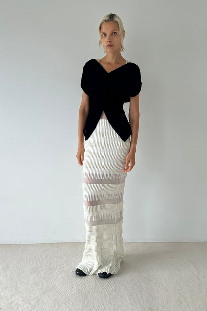 VELVET TULLE SHIRRING TOP - FETICO