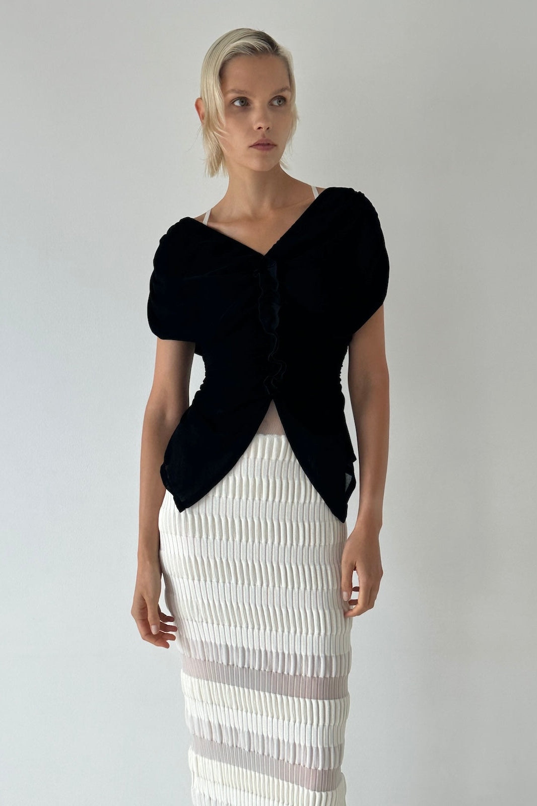 VELVET TULLE SHIRRING TOP - FETICO