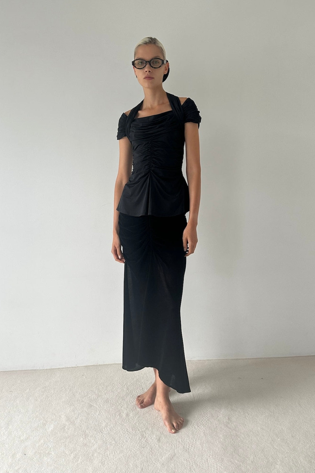 VELVET TULLE GATHERED SKIRT - FETICO