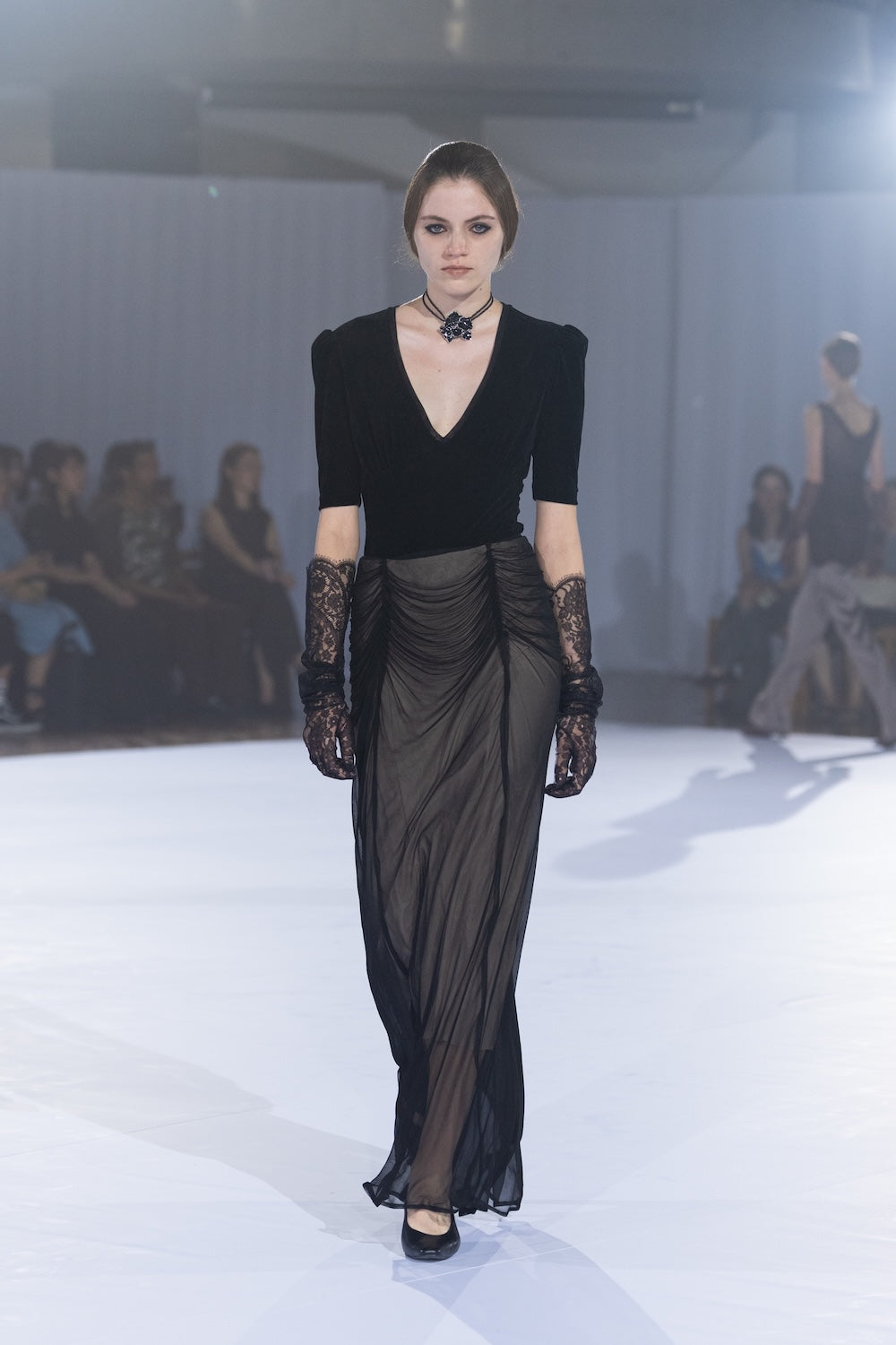 GATHERED SHEER JERSEY LAYERED SKIRT - FETICO