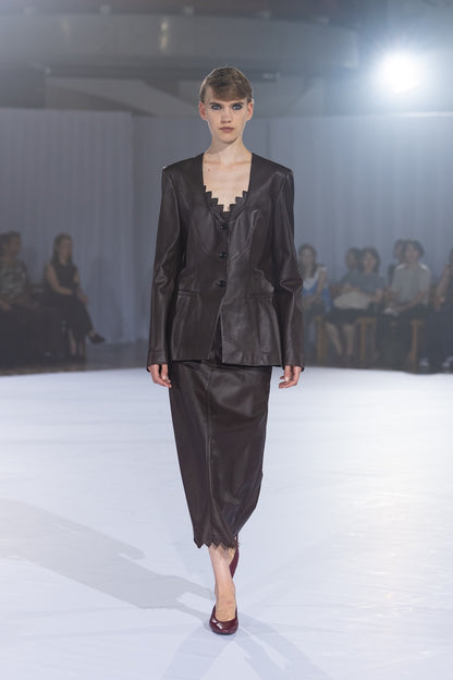 SCALLOPED LEATHER SKIRT - FETICO