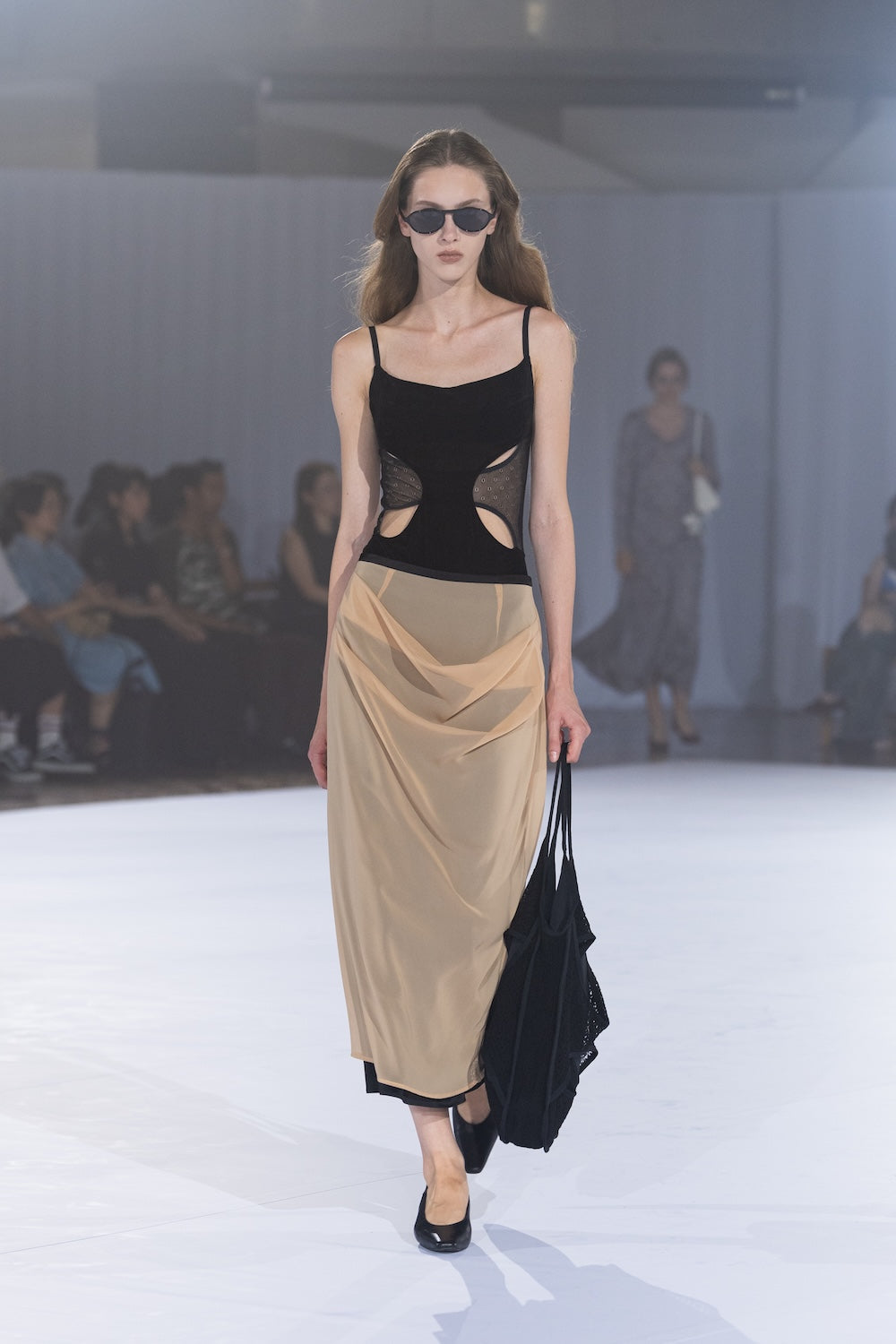 SATIN & SHEER LAYERED SKIRT - FETICO
