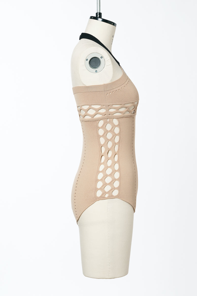 fetico】MESH KNIT HALTER-NECK BODYSUIT