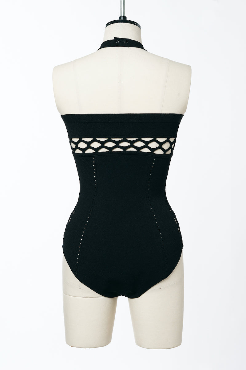 MESH KNIT HALTER-NECK BODYSUIT - FETICO