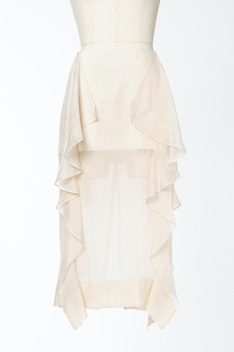 WRINKLED SILK × ORGANZA RUFFLE SKIRT - FETICO