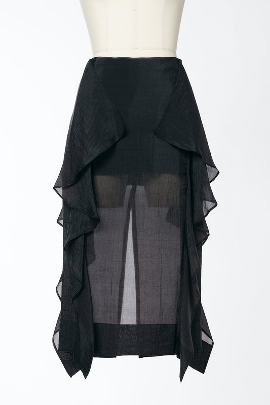 WRINKLED SILK × ORGANZA RUFFLE SKIRT - FETICO