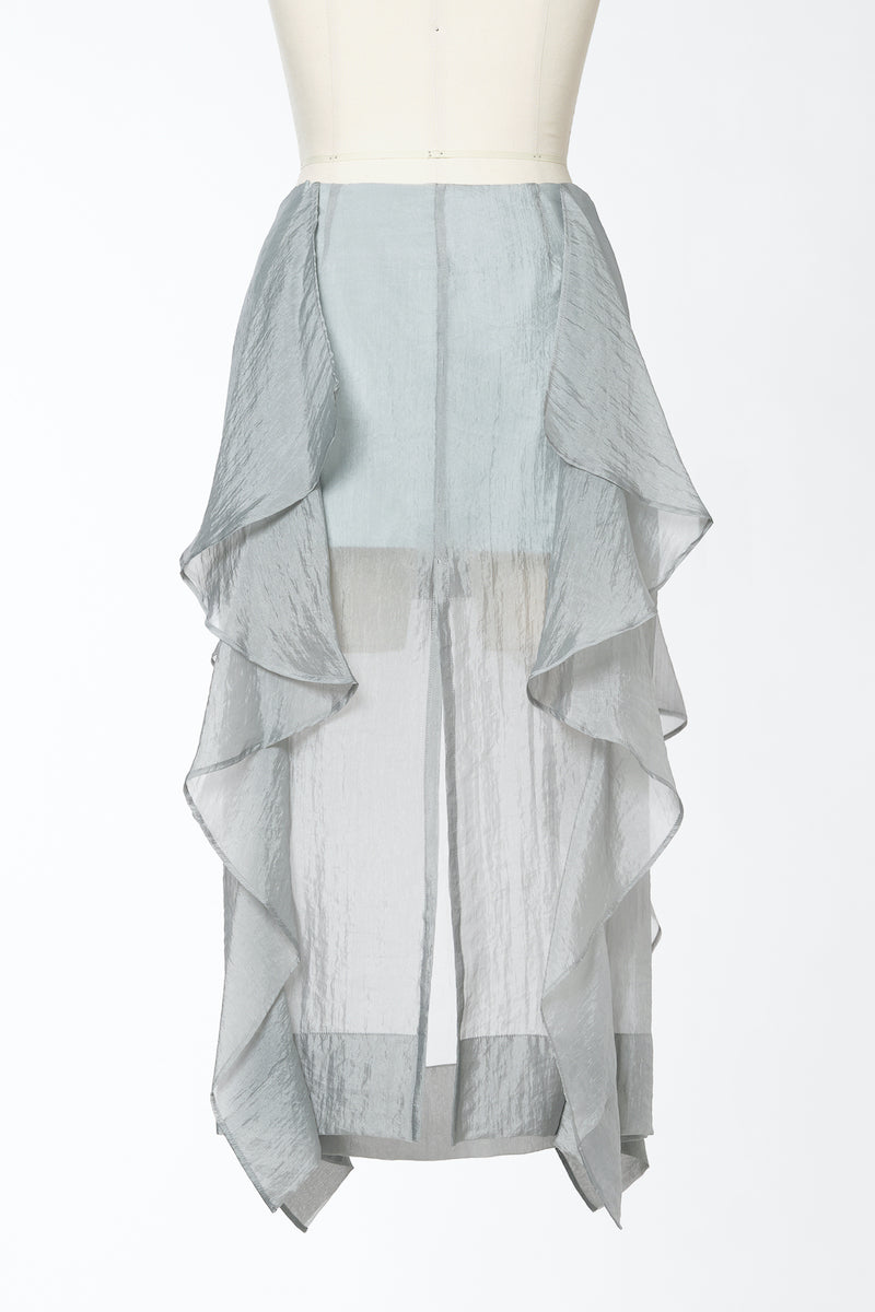 WRINKLED SILK × ORGANZA RUFFLE SKIRT - FETICO