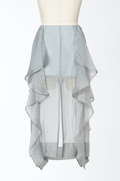 WRINKLED SILK × ORGANZA RUFFLE SKIRT - FETICO