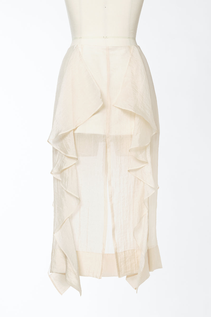 WRINKLED SILK × ORGANZA RUFFLE SKIRT - FETICO