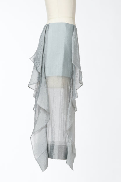 WRINKLED SILK × ORGANZA RUFFLE SKIRT - FETICO