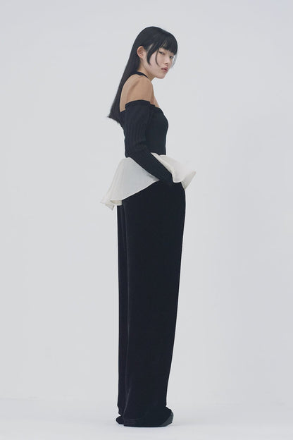 VELVET FRILLED TROUSERS - FETICO