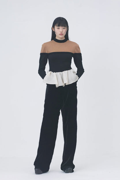 VELVET FRILLED TROUSERS - FETICO