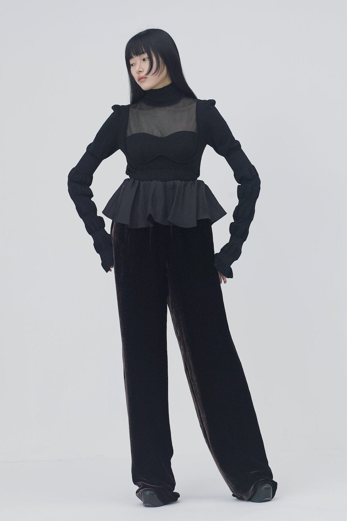 VELVET FRILLED TROUSERS - FETICO
