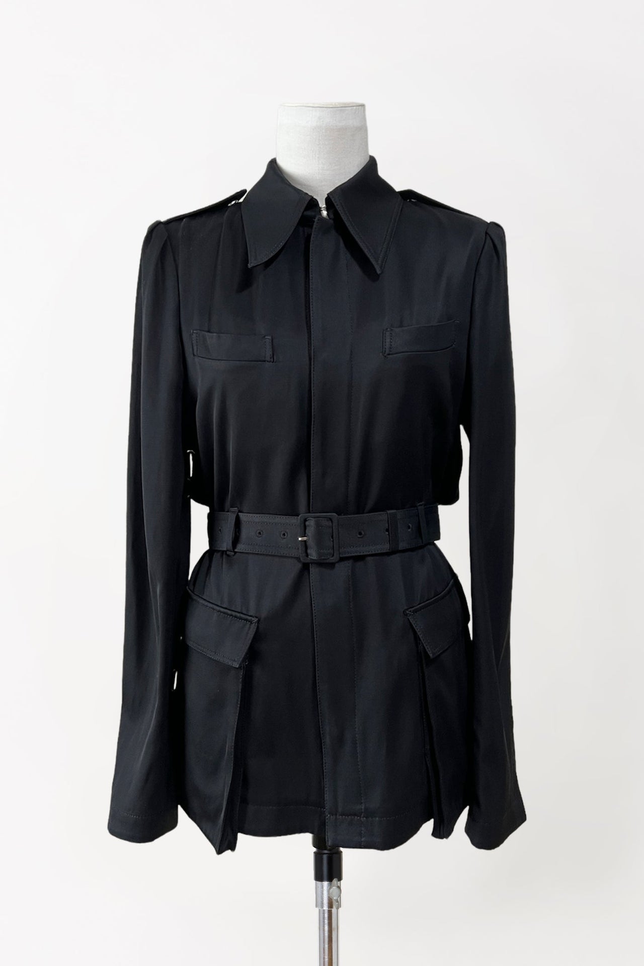 BELTED RAYON TWILL JACKET