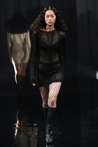 MOHAIR SILK LACE KNIT SWEATER - FETICO