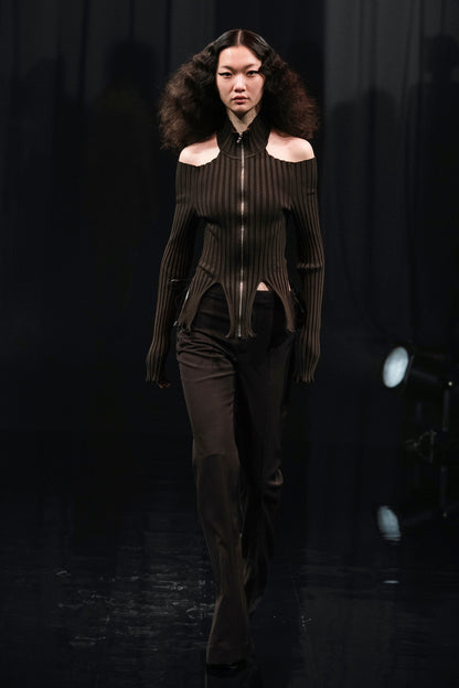 RIB KNIT SLIT TOP - FETICO