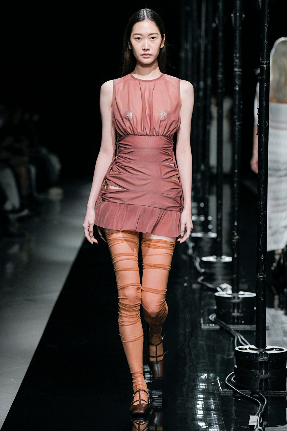 GATHERED SHEER MINI DRESS - FETICO
