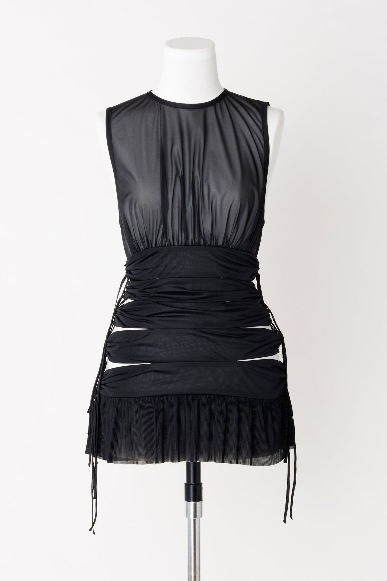 GATHERED SHEER MINI DRESS - FETICO