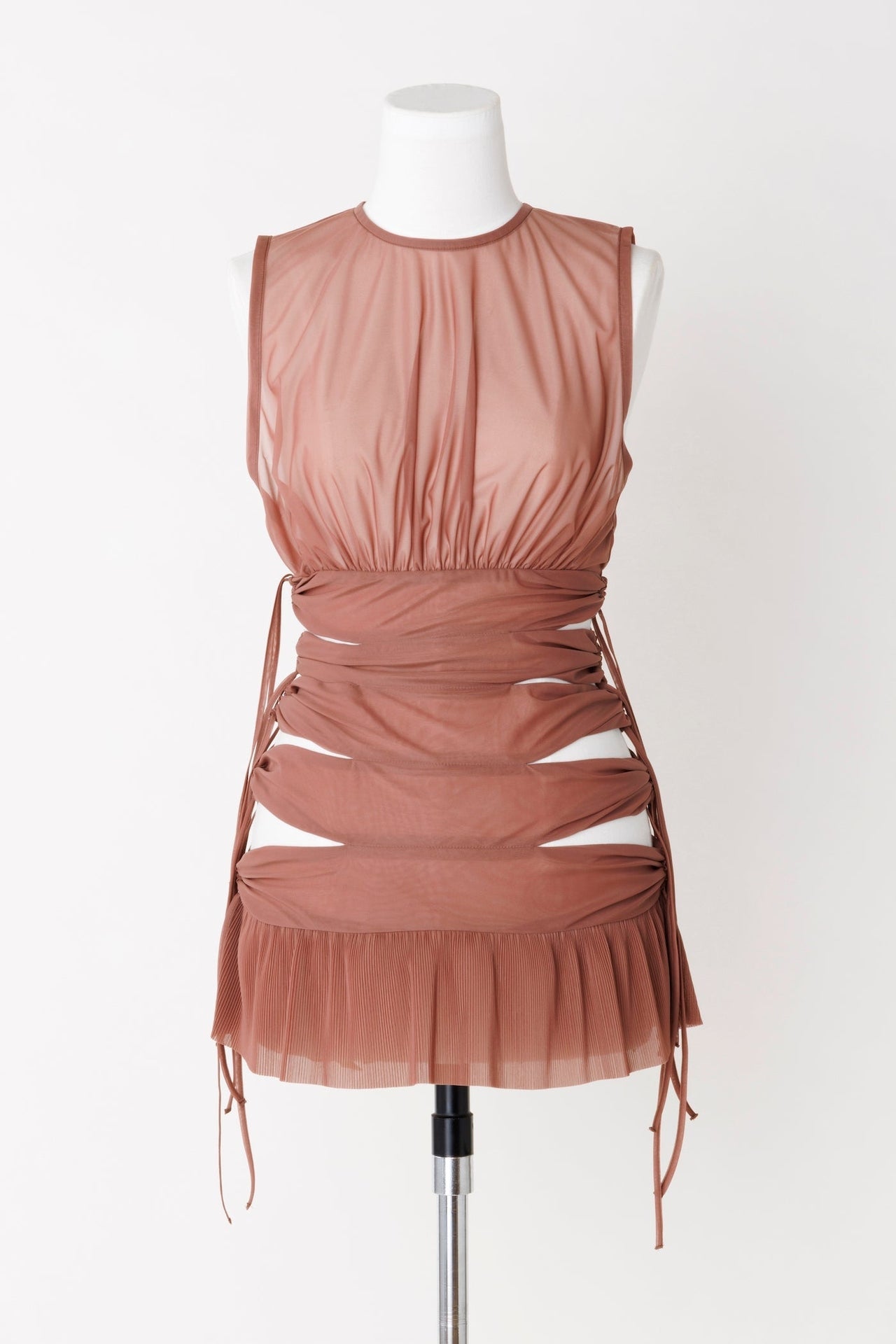 GATHERED SHEER MINI DRESS - FETICO