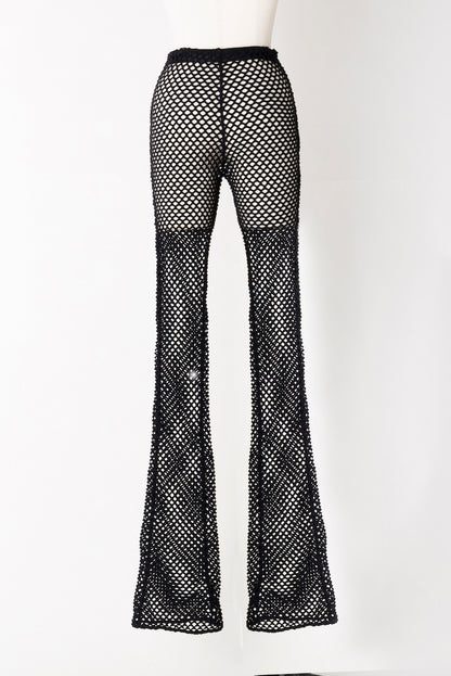 MESH JACQUARD FLARED PANTS - FETICO