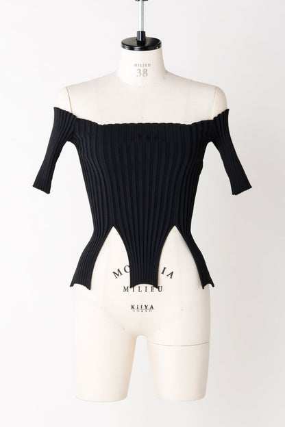 RIB KNIT SLIT TOP - FETICO
