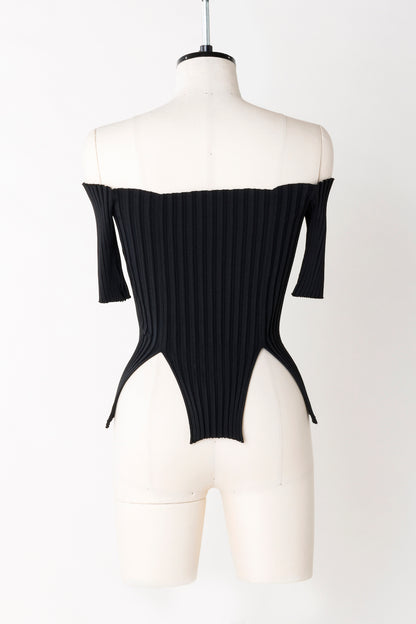 RIB KNIT SLIT TOP - FETICO