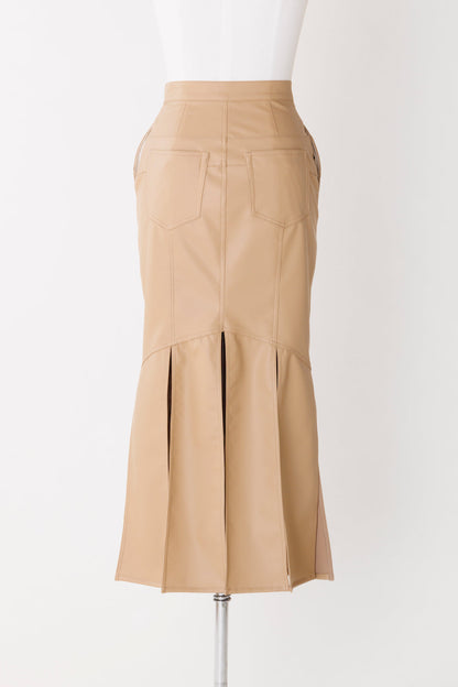FAUX-LEATHER SLIT SKIRT - FETICO
