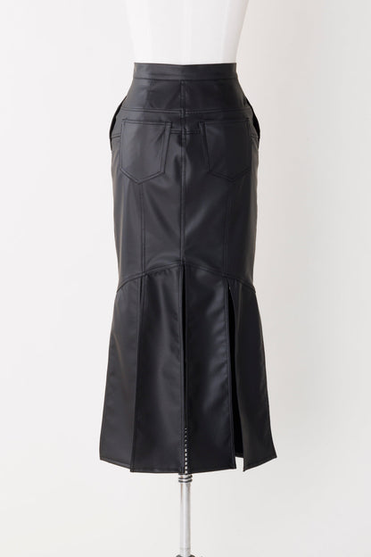 FAUX-LEATHER SLIT SKIRT - FETICO