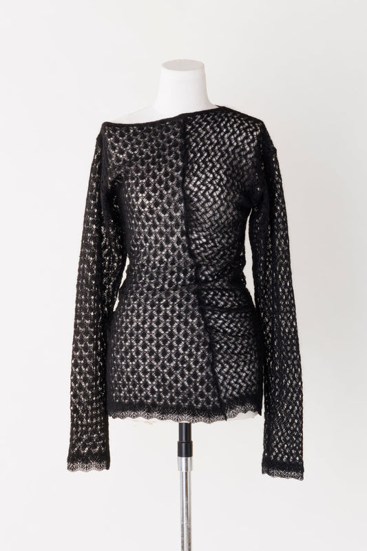 MOHAIR SILK LACE KNIT SWEATER - FETICO
