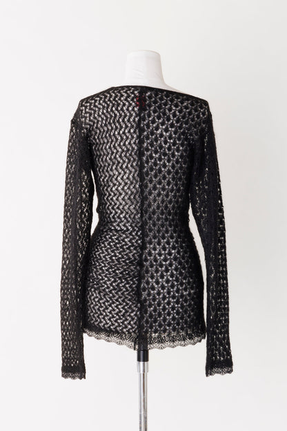 MOHAIR SILK LACE KNIT SWEATER - FETICO