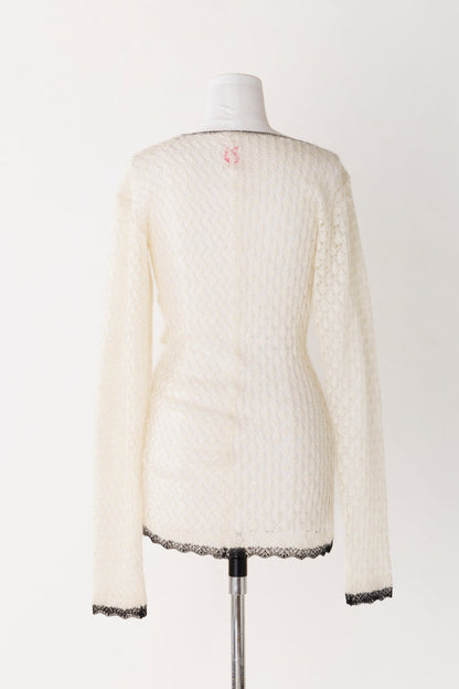 MOHAIR SILK LACE KNIT SWEATER - FETICO