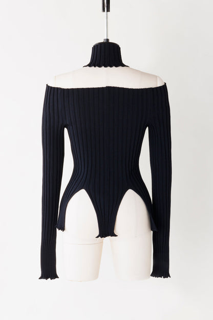RIB KNIT SLIT TOP - FETICO