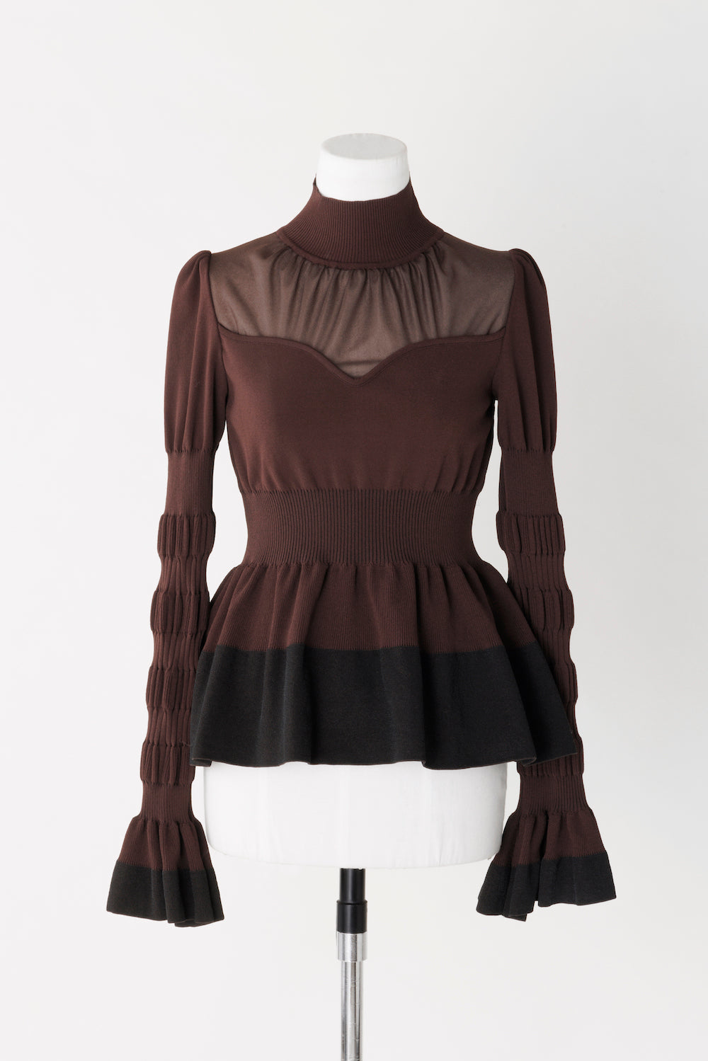 STRIPE KNIT PEPLUM SWEATER - FETICO