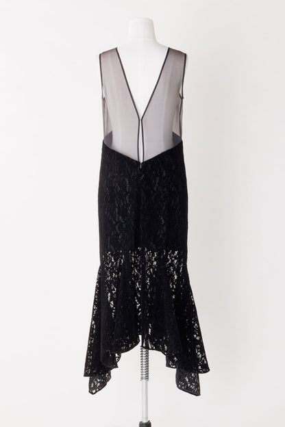 LACE PANELED MIDI DRESS - FETICO