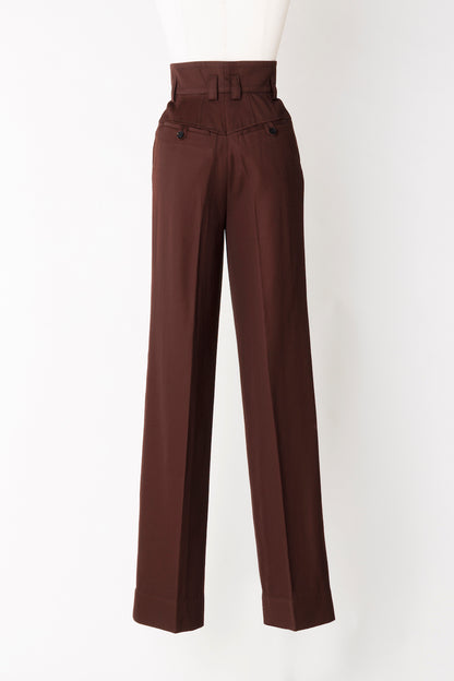 HIGH-RISE RAYON TWILL TROUSERS - FETICO