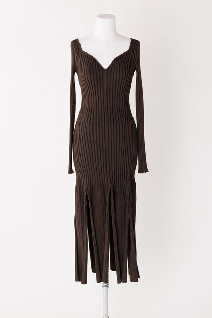 RIB KNIT SLIT DRESS - FETICO