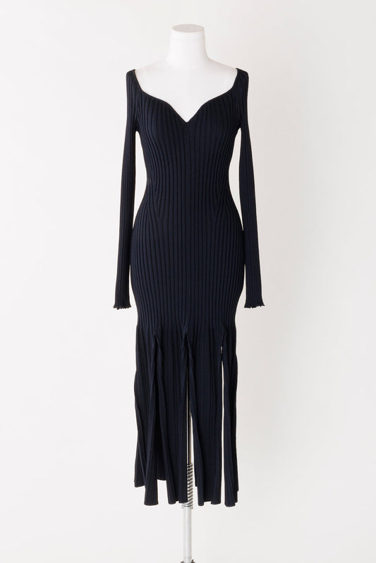 RIB KNIT SLIT DRESS - FETICO